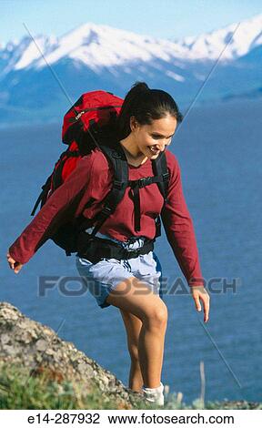Hiker along Turnagain Arm in summer. Chugach State Park. Alaska View Large Photo Image Stock Image - Hiker along Turnagain Arm in summer. Chugach State Park. Alaska. Fotosearch