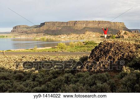 Hiker at Steamboat Rock State Park - Washington View Large Photo Image Stock Image - Hiker at Steamboat Rock State Park - Washington. Fotosearch