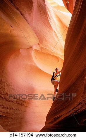 Hiker. Lower Antelope Canyon. Arizona. USA View Large Photo Image Picture - Hiker. Lower Antelope Canyon. Arizona. USA. Fotosearch