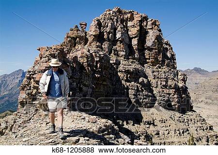 hiker on Mount Galwey, Waterton National Park, Alberta, Canada View Large Photo Image Stock Photo - hiker on Mount Galwey, Waterton National Park, Alberta, Canada. Fotosearch