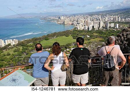 Hikers at Summit Diamond Head Crater State Monument Honolulu Hawaii Oahu View Large Photo Image Stock Image - Hikers at Summit Diamond Head Crater State Monument Honolulu Hawaii Oahu. Fotosearch