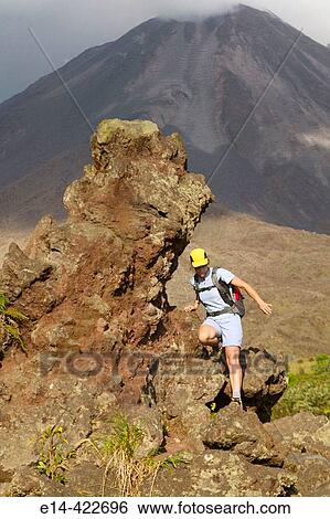 Stock Photograph - Hiking, Costa Rica, Vulcan Arenal. Fotosearch