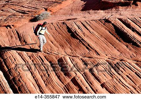 Hiking. Coyote Buttes, Paria wilderness. Arizona. USA. View Large Photo Image Stock Photo - Hiking. Coyote Buttes, Paria wilderness. Arizona. USA.. Fotosearch