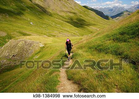 Hiking in the valley of the Pyrenees Mountains Ezcarra Huesca Pyrenees Spain View Large Photo Image Stock Photo - Hiking in the valley of the Pyrenees Mountains Ezcarra Huesca Pyrenees Spain. Fotosearch