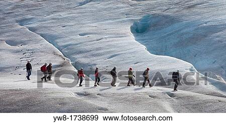 Stock Photo - Hiking on Svinafellsjokull Glacier, Iceland. Fotosearch