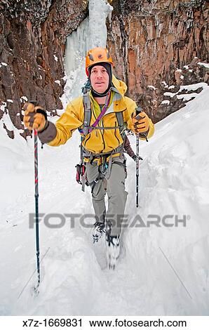 Hiking out after ice climbing a route called The Elevator Shaft which is rated WI-4 and located at the Unnamed Wall in Hyalite Canyon near the city of Bozeman in southern Montana View Large Photo Image Stock Image - Hiking out after ice climbing a route called The Elevator Shaft which is rated WI-4 and located at the Unnamed Wall in Hyalite Canyon near the city of Bozeman in southern Montana. Fotosearch