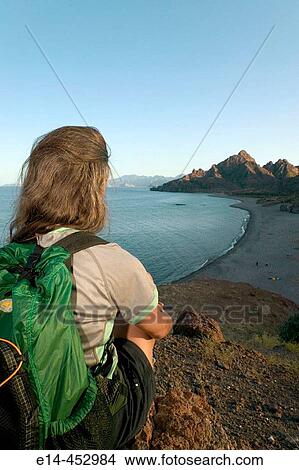 Hiking. Sea of Cortez coast, below Sierra de la Giganta Mtns. Baja California Sur. Mexico. View Large Photo Image Picture - Hiking. Sea of Cortez coast, below Sierra de la Giganta Mtns. Baja California Sur. Mexico.. Fotosearch