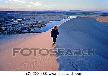 hiking the Bruneau Dunes during sunset at Bruneau Dunes State Park near the town of Bruneau in southern Idaho. View Large Photo Image Stock Photo - hiking the Bruneau Dunes during sunset at Bruneau Dunes State Park near the town of Bruneau in southern Idaho.. Fotosearch