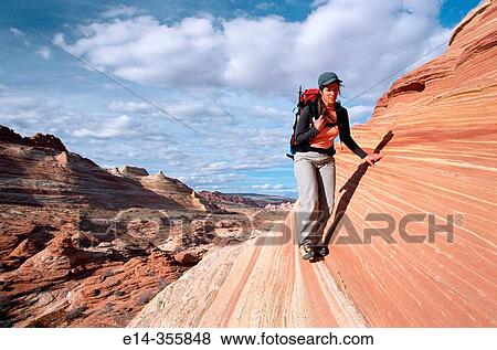 Hiking. The Wave", Coyote Buttes, Paria wilderness. Arizona. USA. " View Large Photo Image Stock Photo - Hiking. The Wave", Coyote Buttes, Paria wilderness. Arizona. USA. ". Fotosearch