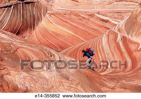 Hiking.? The Wave?, Coyote Buttes, Paria wilderness. Arizona. USA. View Large Photo Image Stock Image - Hiking.? The Wave?, Coyote Buttes, Paria wilderness. Arizona. USA.. Fotosearch