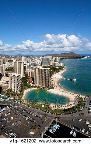 Stock Image - Hilton Hawaiian Village, Waikiki, Honolulu, Oahu, Hawaii, USA. Fotosearch