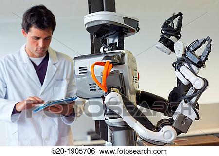 Stock Photograph - HIRO robot Humanoid robot for automotive assembly tasks in collaboration with people Industry, Tecnalia Research & innovation, Technology and Research Centre, Miramon Technological Park, San Sebastian, Donostia, Gipuzkoa, Basque Country, Spain. Fotosearch