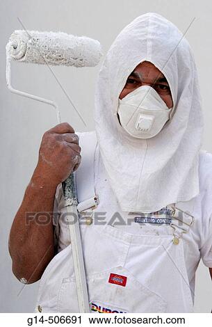 Hispanic painter, mask, hood, roller, white. Miami Beach. Florida. USA. View Large Photo Image Stock Image - Hispanic painter, mask, hood, roller, white. Miami Beach. Florida. USA.. Fotosearch