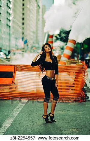 Hispanic woman in the streets of New York. View Large Photo Image Stock Photo - Hispanic woman in the streets of New York.. Fotosearch