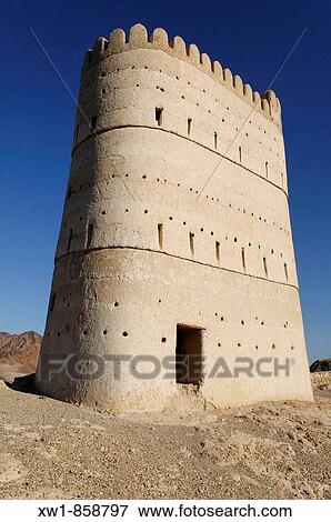 historic adobe fortification, watchtower of Franja oasis, Batinah Region, Sultanate of Oman, Arabia, Middle East View Large Photo Image Stock Photo - historic adobe fortification, watchtower of Franja oasis, Batinah Region, Sultanate of Oman, Arabia, Middle East. Fotosearch