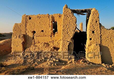 Stock Photo - historic adobe ruin at Buraimi oasis, Al Dhahirah region, Sultanate of Oman, Arabia, Middle East. Fotosearch