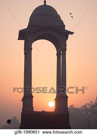 Historic chhattri at sunrise at India Gate in New Delhi, India. View Large Photo Image Stock Image - Historic chhattri at sunrise at India Gate in New Delhi, India.. Fotosearch