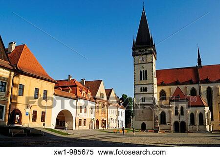 historic St Egidia church at the city, market square of Bardejov, Unesco World Heritage Site, Slovakia, Eastern Europe View Large Photo Image Stock Photography - historic St Egidia church at the city, market square of Bardejov, Unesco World Heritage Site, Slovakia, Eastern Europe. Fotosearch