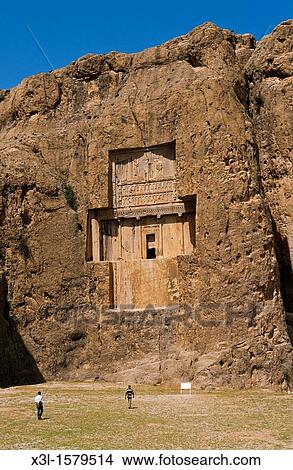 Historic tomb of King Darius, Dareios II, Achaemenid burial site Naqsh-e Rostam, Rustam near Persepolis Iran View Large Photo Image Picture - Historic tomb of King Darius, Dareios II, Achaemenid burial site Naqsh-e Rostam, Rustam near Persepolis Iran. Fotosearch