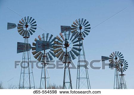 Stock Photo - Historic Windmills. American Wind Power Center. Lubbock. Texas, USA.. Fotosearch