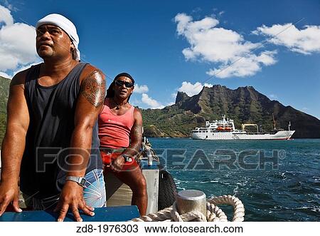 hiva oa island. puamau bay from aranui boat. View Large Photo Image Stock Image - hiva oa island. puamau bay from aranui boat.. Fotosearch