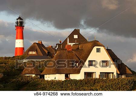 Hoernum mit Leuchtturm / Hoernum with Lighthouse / Sylt / Deutschland / Germany View Large Photo Image Stock Photo - Hoernum mit Leuchtturm / Hoernum with Lighthouse / Sylt / Deutschland / Germany. Fotosearch