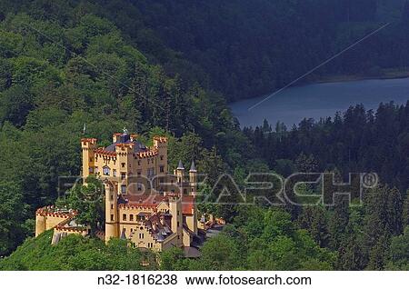 Stock Photo - Hohenschwangau Castle, Allgau, Fussen, Romantic Road, Bavaria, Germany, Europe. Fotosearch