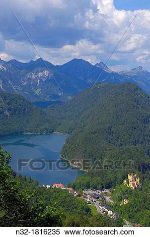 Hohenschwangau Castle, Allgau, Fussen, Romantic Road, Bavaria, Germany, Europe View Large Photo Image Stock Photography - Hohenschwangau Castle, Allgau, Fussen, Romantic Road, Bavaria, Germany, Europe. Fotosearch