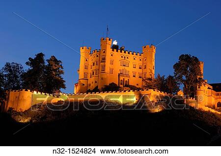Hohenschwangau Castle, Romantic Road, Romantische Strasse, Allgau, Fussen, Bavaria, Germany, Europe. View Large Photo Image Picture - Hohenschwangau Castle, Romantic Road, Romantische Strasse, Allgau, Fussen, Bavaria, Germany, Europe.. Fotosearch