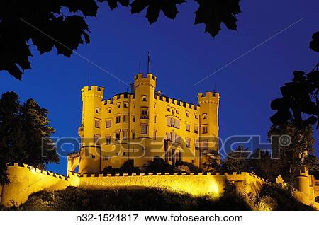 Hohenschwangau Castle, Romantic Road, Romantische Strasse, Allgau, Fussen, Bavaria, Germany, Europe. View Large Photo Image Stock Photo - Hohenschwangau Castle, Romantic Road, Romantische Strasse, Allgau, Fussen, Bavaria, Germany, Europe.. Fotosearch