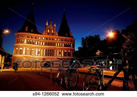 Stock Image - Holstentor door in hanseatic city of L? beck, Schleswig-Holstein, Germany. Fotosearch