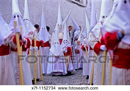 Holy Thursday procession in Calle San Jos? Alta Brotherhood of `Aurora? Granada Andalusia, Spain View Large Photo Image Picture - Holy Thursday procession in Calle San Jos? Alta Brotherhood of `Aurora? Granada Andalusia, Spain. Fotosearch
