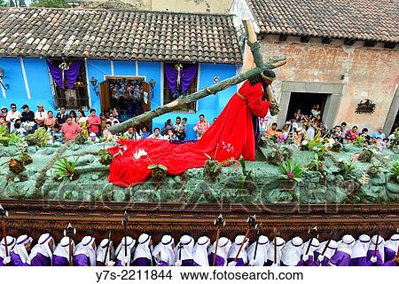 Holy Week procession in Antigua, Guatemala, Central America. View Large Photo Image Picture - Holy Week procession in Antigua, Guatemala, Central America.. Fotosearch