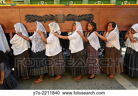 Stock Image - Holy Week procession in Antigua, Guatemala, Central America.. Fotosearch