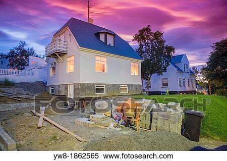 Home renovation of a new driveway, Akureyri, Iceland View Large Photo Image Stock Photography - Home renovation of a new driveway, Akureyri, Iceland. Fotosearch