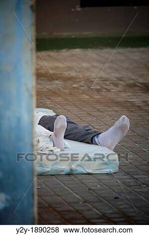 Homeless bed View Large Photo Image Stock Photo - Homeless bed. Fotosearch