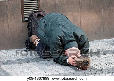 Stock Photo - Homeless, Prague, Czech Republic,. Fotosearch