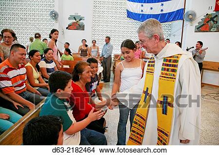 Picture - Honduras. Mass led by an American Catholic priest in San Pedro Sula.. Fotosearch