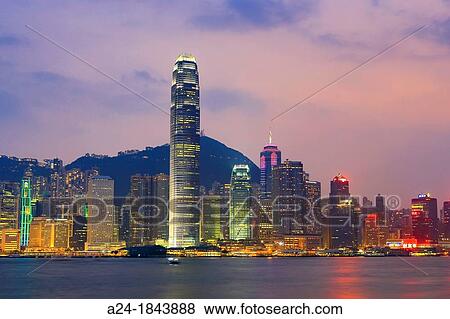 Hong Kong City, Central Hong Kong, Financial Center Bldg, sunset View Large Photo Image Stock Photo - Hong Kong City, Central Hong Kong, Financial Center Bldg, sunset. Fotosearch