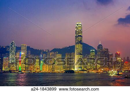 Hong Kong City, Sunset, Hong Kong Island, Financial Center Bldg View Large Photo Image Stock Photo - Hong Kong City, Sunset, Hong Kong Island, Financial Center Bldg. Fotosearch