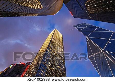 Stock Photo - Hong Kong skyline at dusk Central business and financial district. Fotosearch