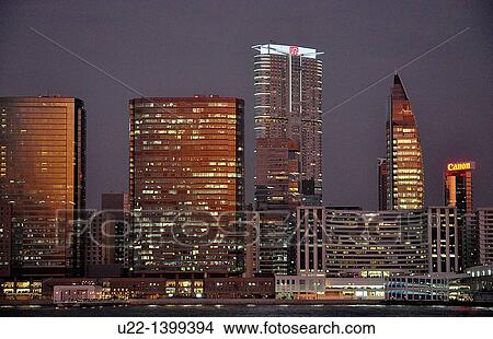 Hong Kong: the city skyline on Victoria Harbour, nighttime View Large Photo Image Picture - Hong Kong: the city skyline on Victoria Harbour, nighttime. Fotosearch