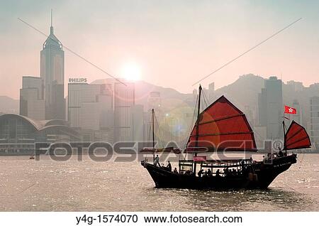 Hong Kong, Victoria Harbour, Junk tourist trip View Large Photo Image Stock Image - Hong Kong, Victoria Harbour, Junk tourist trip. Fotosearch