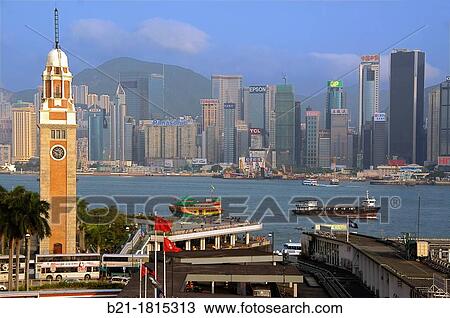 Hong Kong - View from Kowloon to the Victoria Bay and Hong Kong. View Large Photo Image Stock Image - Hong Kong - View from Kowloon to the Victoria Bay and Hong Kong.. Fotosearch