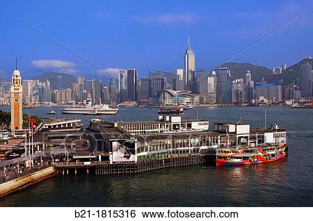 Hong Kong - View from Kowloon to the Victoria Bay and Hong Kong. View Large Photo Image Stock Photograph - Hong Kong - View from Kowloon to the Victoria Bay and Hong Kong.. Fotosearch