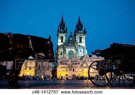 Horse carriages at Old Town Square in Prague, Prague, Czech Republic View Large Photo Image Stock Photo - Horse carriages at Old Town Square in Prague, Prague, Czech Republic. Fotosearch