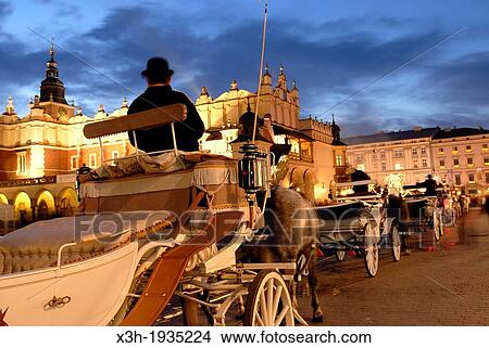 horse-drawn carriage on the Main market square, Krakow, Poland, Central Europe View Large Photo Image Picture - horse-drawn carriage on the Main market square, Krakow, Poland, Central Europe. Fotosearch