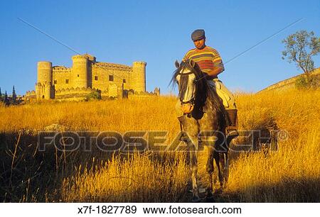 Horseman and Belmonte castle 15th century, Belmonte, Cuenca province, Castilla La Mancha, the route of Don Quixote, Spain View Large Photo Image Stock Photo - Horseman and Belmonte castle 15th century, Belmonte, Cuenca province, Castilla La Mancha, the route of Don Quixote, Spain. Fotosearch