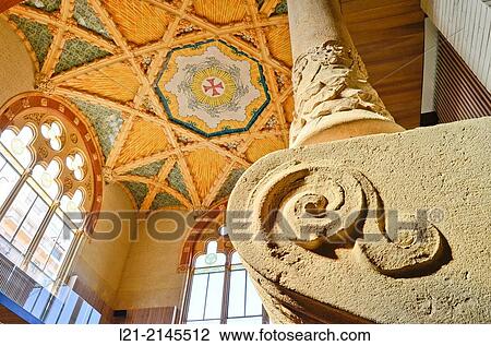 Stock Image - Hospital de Sant Pau 1902-1930. Designed by Llu's Domenech i Muntaner. Considered the most important Modernist whole of Europe. Declared World Heritage by UNESCO. Eixample quarter, Barcelona, Catalonia, Spain.. Fotosearch
