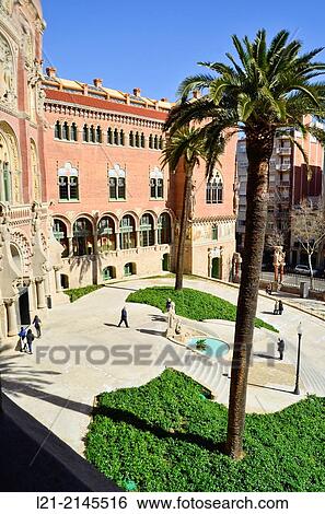 Hospital de Sant Pau 1902-1930. Designed by Llu's Domenech i Muntaner. Considered the most important Modernist whole of Europe. Declared World Heritage by UNESCO. Eixample quarter, Barcelona, Catalonia, Spain. View Large Photo Image Stock Photograph - Hospital de Sant Pau 1902-1930. Designed by Llu's Domenech i Muntaner. Considered the most important Modernist whole of Europe. Declared World Heritage by UNESCO. Eixample quarter, Barcelona, Catalonia, Spain.. Fotosearch